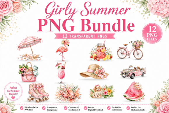 Download Girly Summer Clipart PNG Bundle - Girly Collection