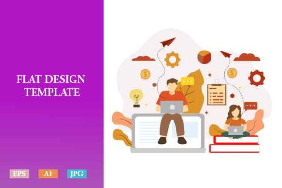 Download Flat Illustrationof Freelancer Male and - Premium Resources