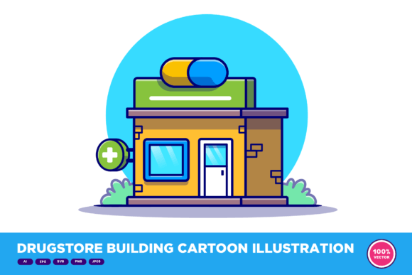 Download Drugstore Building Cartoon Illustration - Illustration Collection